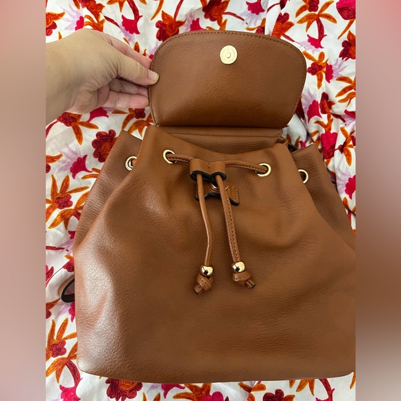 Lauren Conrad Brown Mini Backpack with Adjustable Straps and Gold Ring - Picture 7 of 9